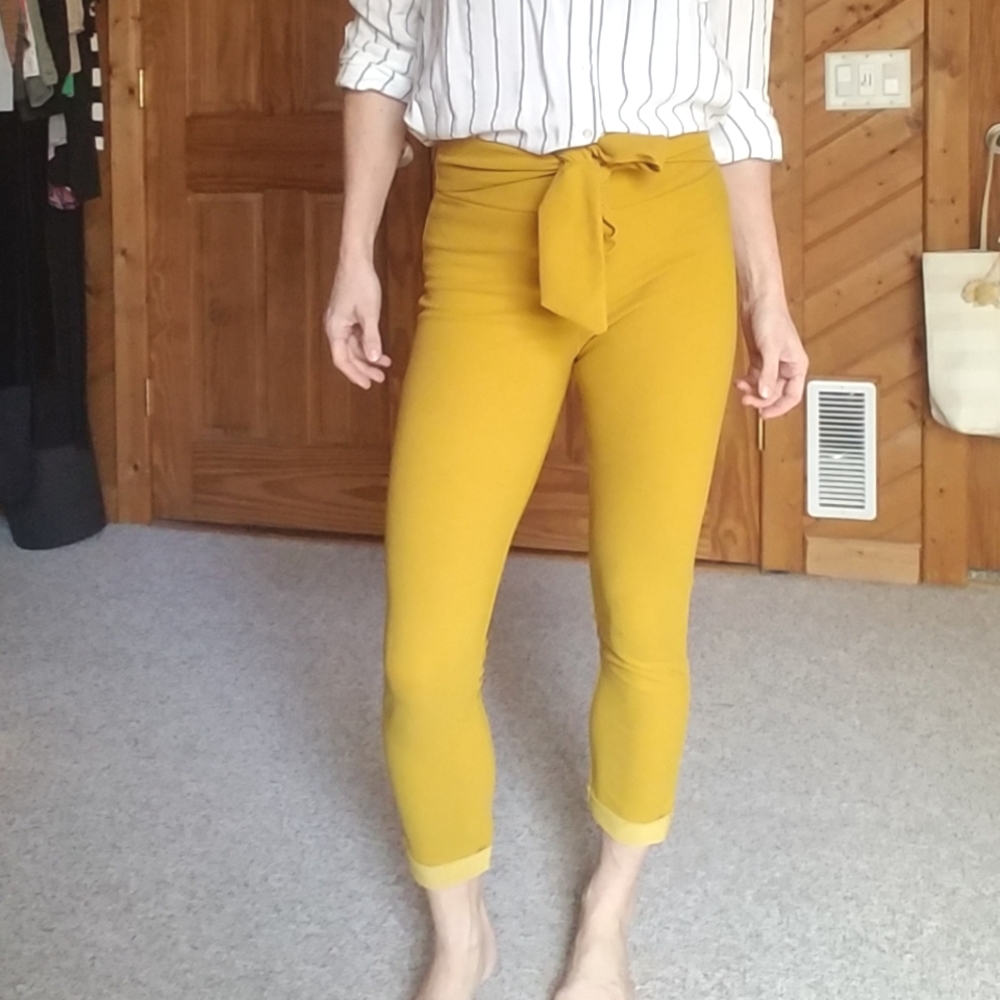 Shosho yellow tie waist skinny pant